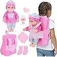 DONTNO 12 Inch Baby Doll with Clothes and Backpack Carrier,Reborn Baby Doll with Bottles Nipple