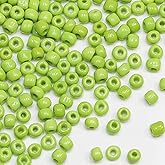 Tibaoffy Green Beads Size 6/0 Crafts Glass Seed Beads 4mm for Jewelry Making (Total About 100g About 1200pcs)