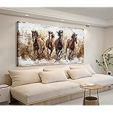 tigeridge Horses Canvas Wall Art - Brown Horse Pictures Animal Wall Decor Running Horses Painting Prints Artwork for Living Room Bedroom Home Office Wall Decorations 20" x 40"