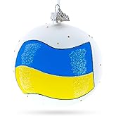 Flag of Ukraine Glass Ball Christmas Ornament 4 Inches