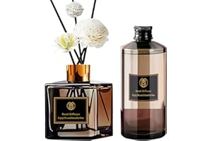 GONJAHON Reed Diffuser Set Fragrance Scent Aroma Perfume Oils Refill Rattan Ticks Air Freshener Aromatherapy for Room House Kitchen Bedroom Bathroom Office Hotel Decor Gift (Shangri-La)