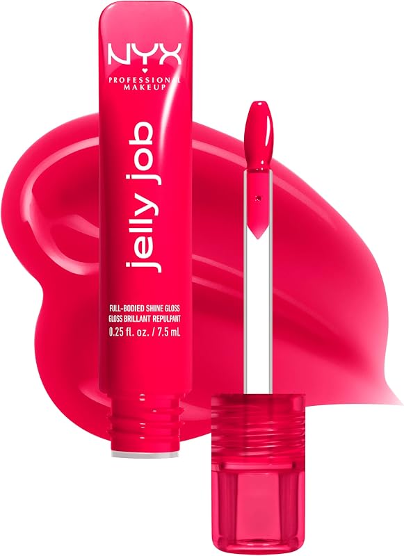 Jelly Job, Lucidalabbra, Finish Ultra Brillante, Applicatore a Spatola, Formula Vegana, Infuso con Peptidi, Shade: Cherry Jelly, 8 ml