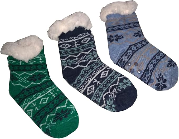 Kit 03 Meias Térmicas Infantil Menino Antiderrapante Forrada Lã Quentinha