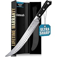 Cutluxe Butcher Knife – 10″ Cimeter Breaking Knife, Razor Sharp Forged High Carbon German Steel, Full Tang Carving Knife, Erg