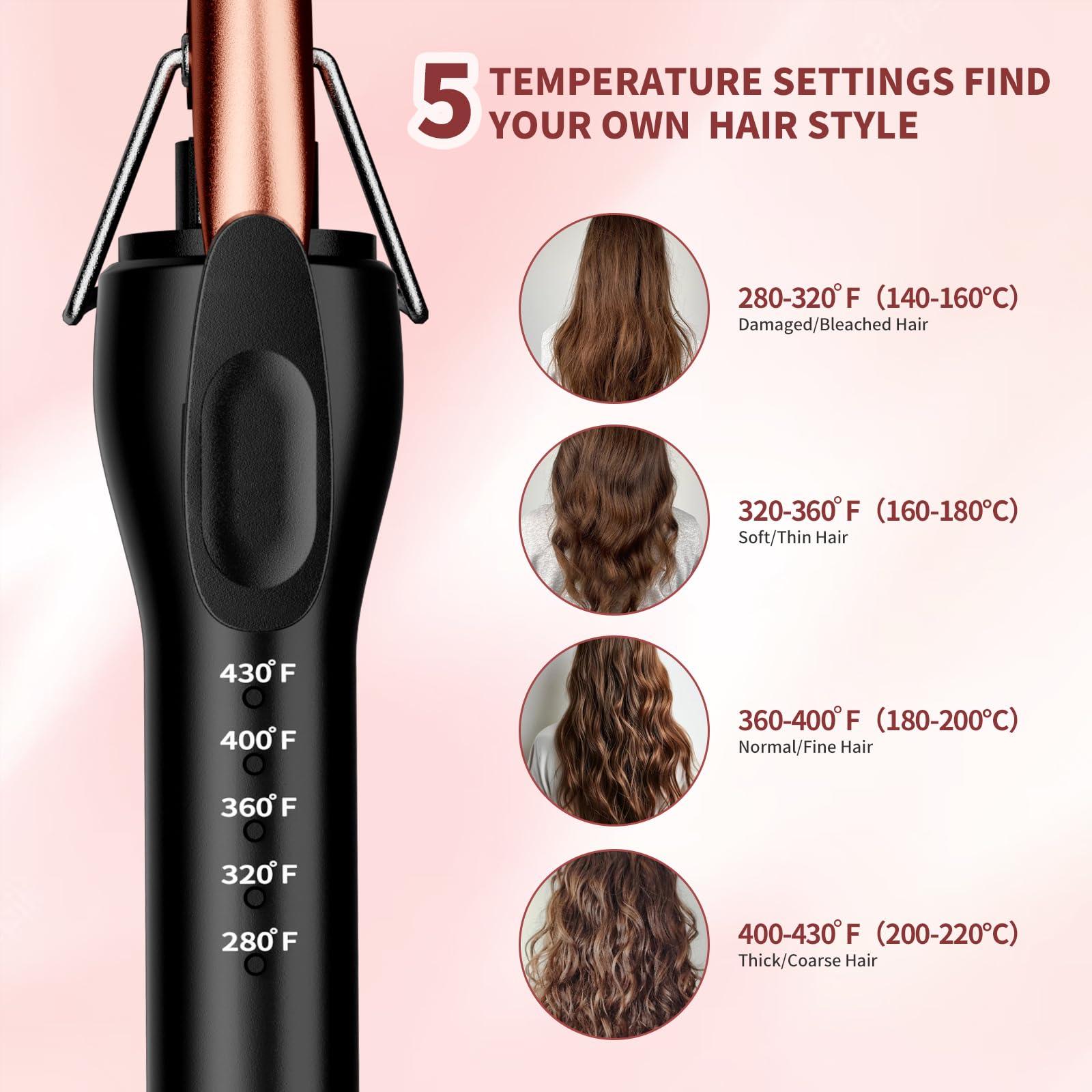 3/8 Inch Small Curling Iron Wand for Short & Long Hair,9mm Skinny Curling Iron Ceramic Small Barrel Curling Iron Tiny Curling Wand with 5 Adjustable Temperature, Include Heat Resistant Glove