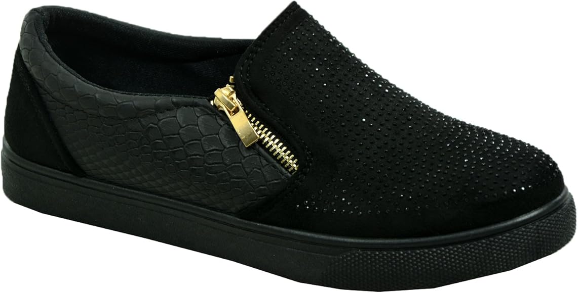 black slip on ladies trainers