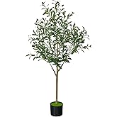 TENNOLA 4 FT Olive Trees Artificial Indoor, Faux Olive Tree 4ft with Natural Wood Trunk Branches and Lifelike Fruits, Realistic Fake Tree Artificial Plants Tall with Planter for Home Office Decor