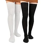 Moon Wood Women Thigh High Socks Extra Long Cotton Knit Warm Thick Tall Long Boot Stockings Leg Warmers