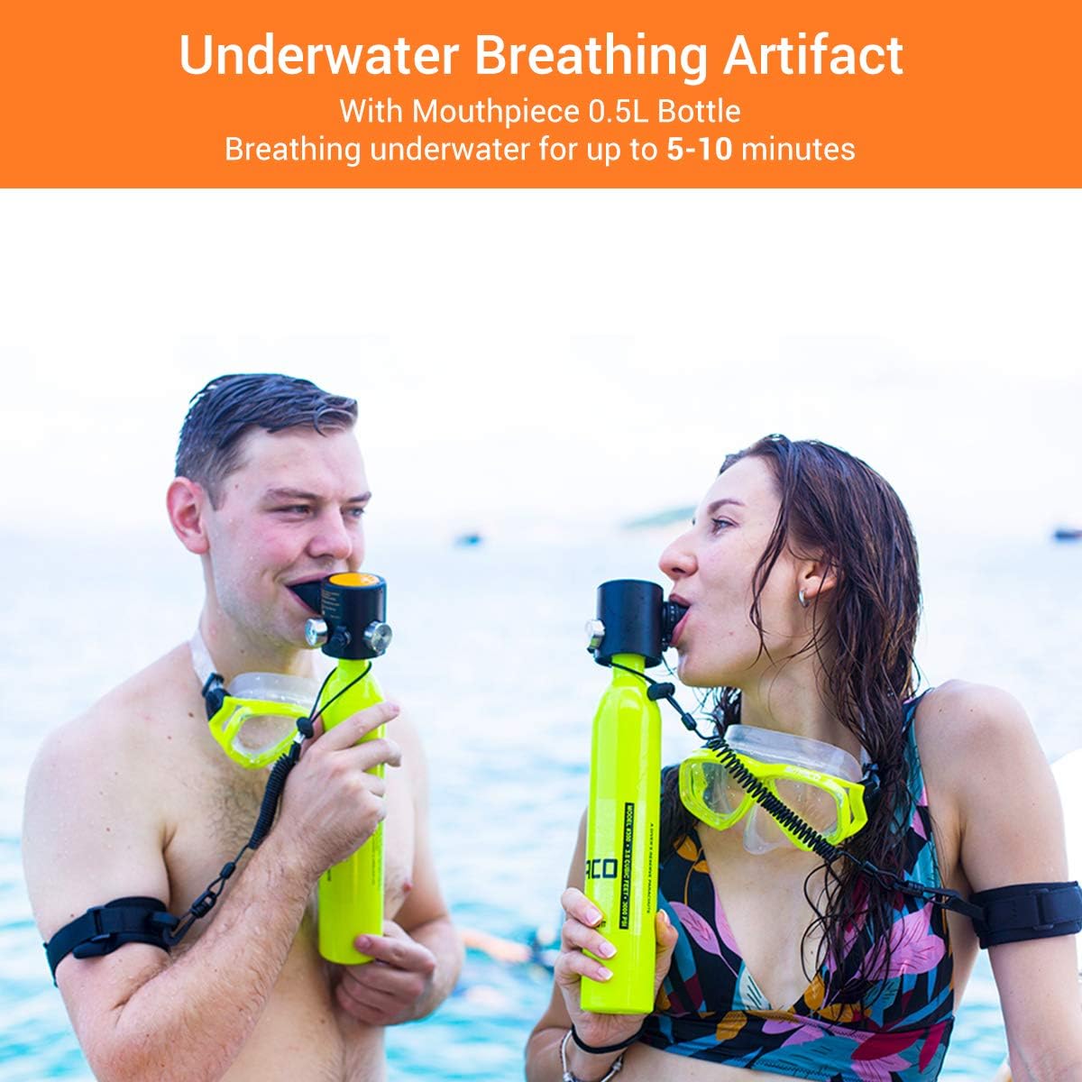 SMACO Mini Scuba Tank Diving Gear for Diver Scuba Diving Tank Oxygen Cylinder with 5-10 Minutes Capability Diving Oxygen Underwater Breathing Device 0.5L Diving & Snorkeling Equipment S300 : Sports & Outdoors