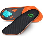 RBX Plantar Fasciitis Ortho Insoles, 3/4 Size for Men (Orange)