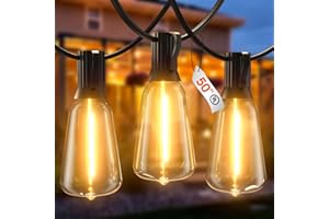 GOODEA.fun 50FT Outdoor String Lights, Patio Lights with 26 Shatterproof LED Vintage Edison Bulbs, Waterproof Outside Hanging Lights, Connectable Outdoor Lights for Porch, Backyard, Camping, 2700K…