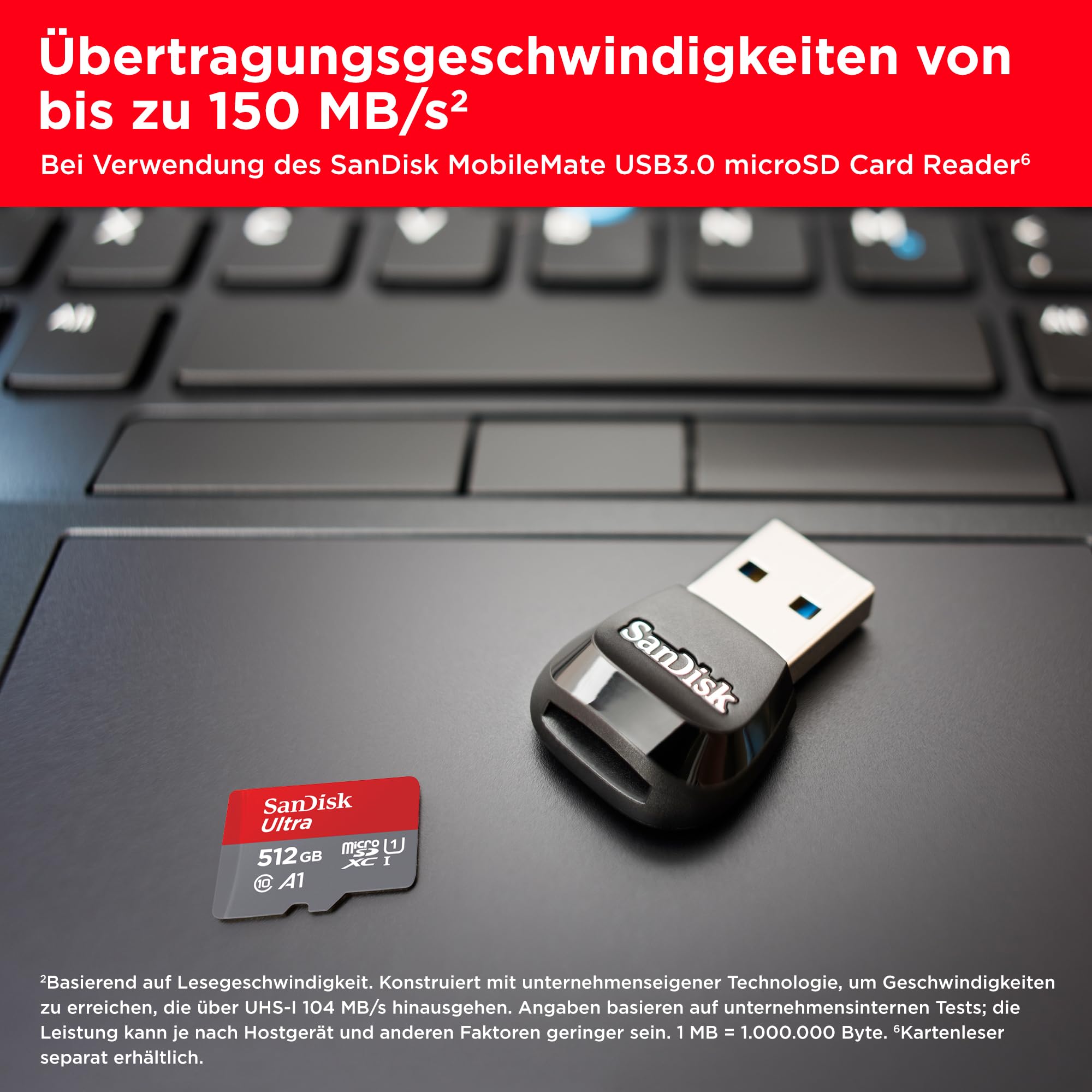 SanDisk Ultra Android microSDXC UHS-I Speicherkarte 512 GB + Adapter (Für Smartphones und Tablets, A1, Class 10, U1, Full HD-Videos, bis zu 150 MB/s Lesegeschwindigkeit) 3