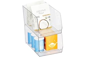 iDesign Clear Plastic Stackable Open Front Storage Bin, Easy Access Organizer for Pantry or Cabinet, 2-Pack
