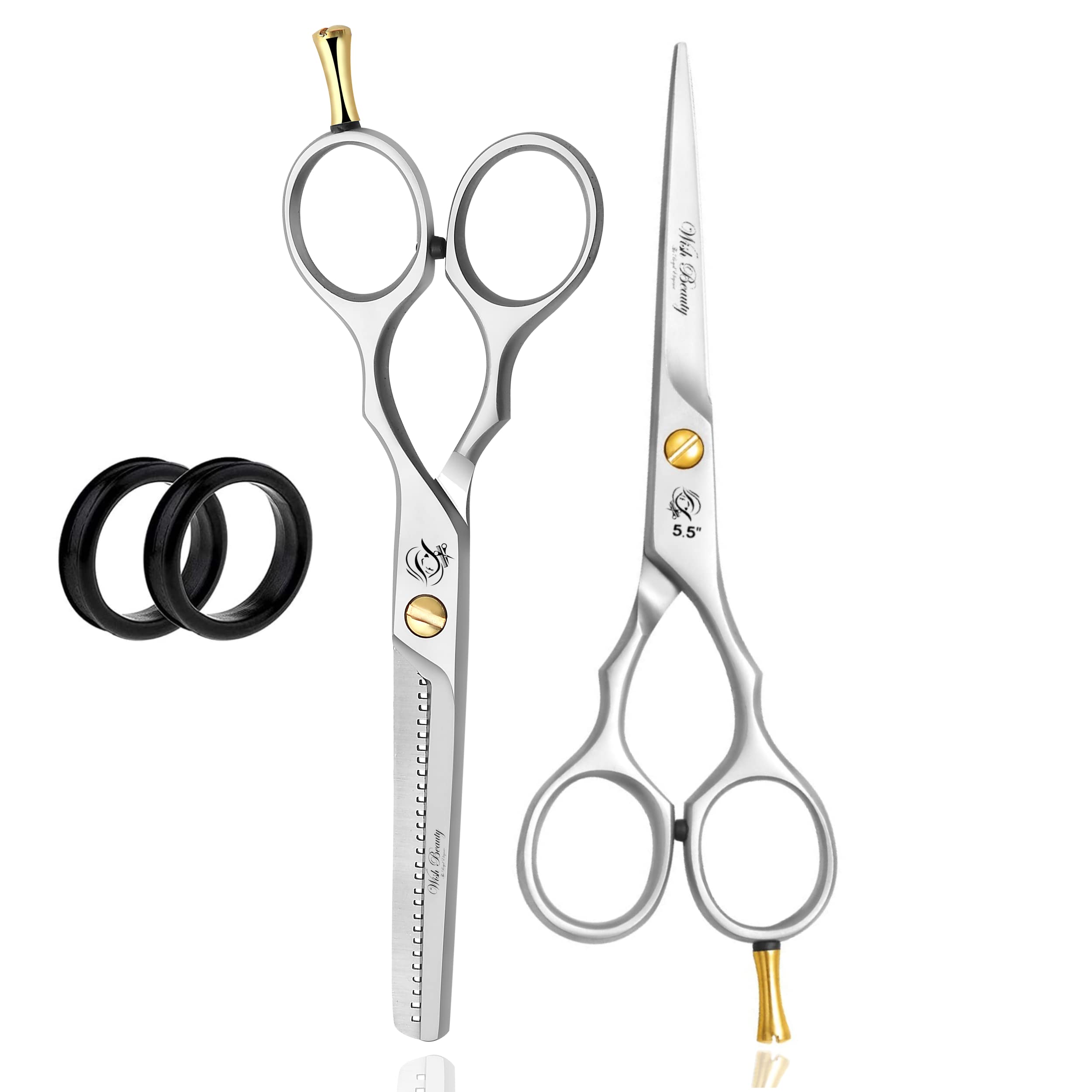 Glamified Glam Hairdressing Scissors, Professional Hair Cutting Thinning Scissors Set (Haircut Trimming Grooming Shaping Scissors) for Men Hairdresser Barber Women Kids Pets Home 5.5inch