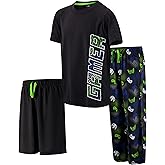 US Angels Boys Pajamas Set, 3-Piece Boys’ Sleepwear Pjs, Loose Fit, Soft, Breathable, Teens and Kids - Size 7-8, 10-12, 14-16