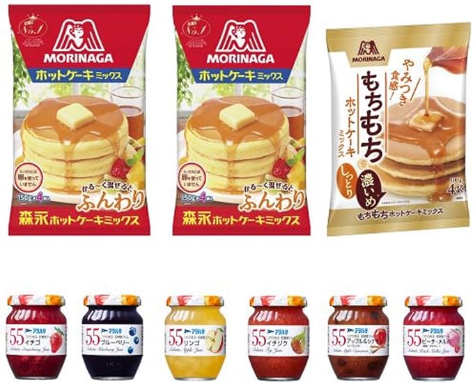 Amazon Amazon Co Jp限定 森永製菓 ホットケーキミックス アヲハタ 55ジャムアソートセット セット買い アヲハタ ホットケーキ ケーキミックス 通販