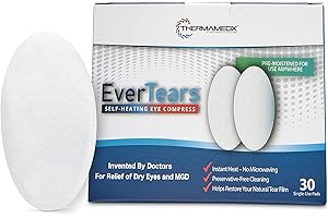 EverTears Dry Eye and Stye Relief – Moist Heat, Warm Compress Helps with Added Hyaluronic Acid – Self Heating Pad for Instant Therapy in only 5 Minutes - Doctor Invented - 30 Count