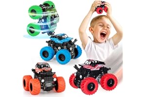 Monster Truck Toys for Boys - Friction Powered Car Toys for Toddlers Kids Age 3-8, Push and Go Stunt Inertia Car Toys Best Ch