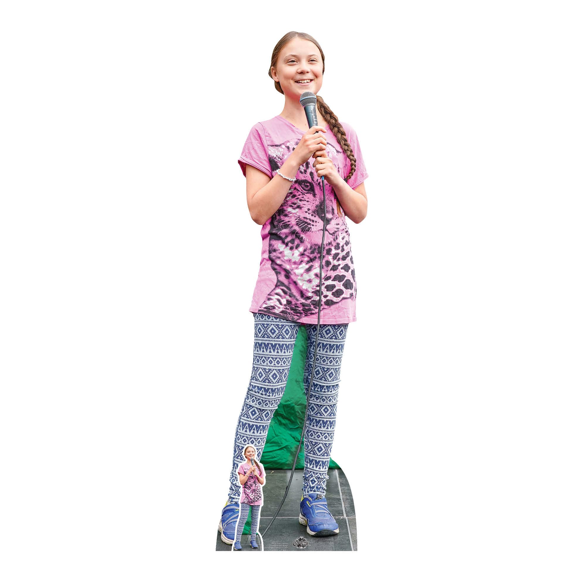 STAR CUTOUTS CS821 Greta Thunberg Lifesize Cardboard Cutout/Standee/Standup with Free Mini Table Top, Solid, Multicolour, Regular