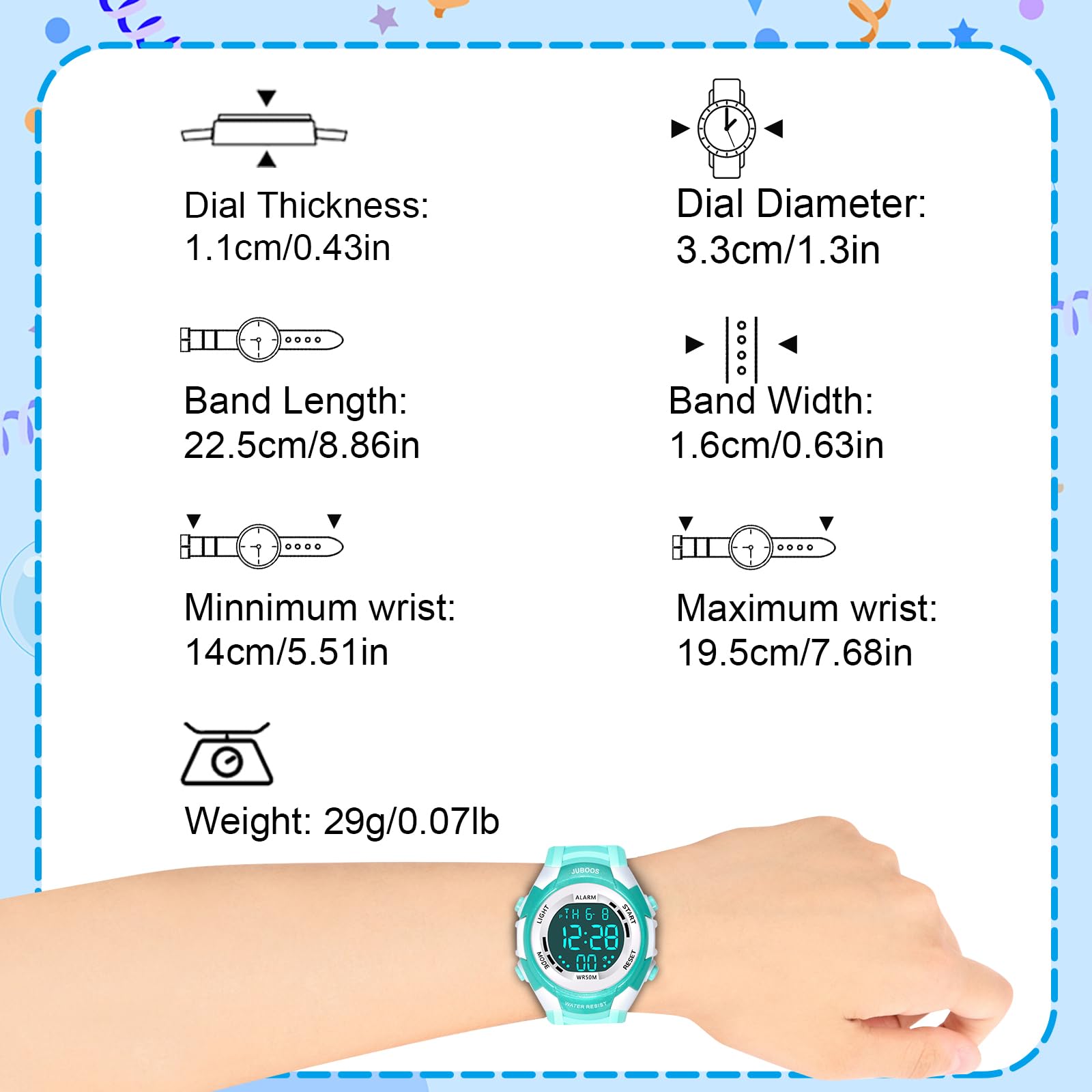 Juboos Kids Digital Watch for Boys Girls 5-18, 7 Colors LED Light Kids Sports Outdoor Wristwatch, Waterproof Watch with Alarm,Stopwatch