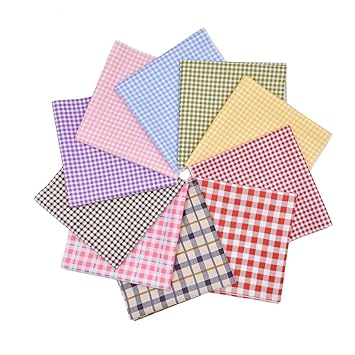 RayLineDo® 10 Stück 20 cm x 20 cm (8 x 8') Print Baumwolle Grün Serie Stoff Bündel Kariert Patchwork DIY Nähen Scrapbooking Q