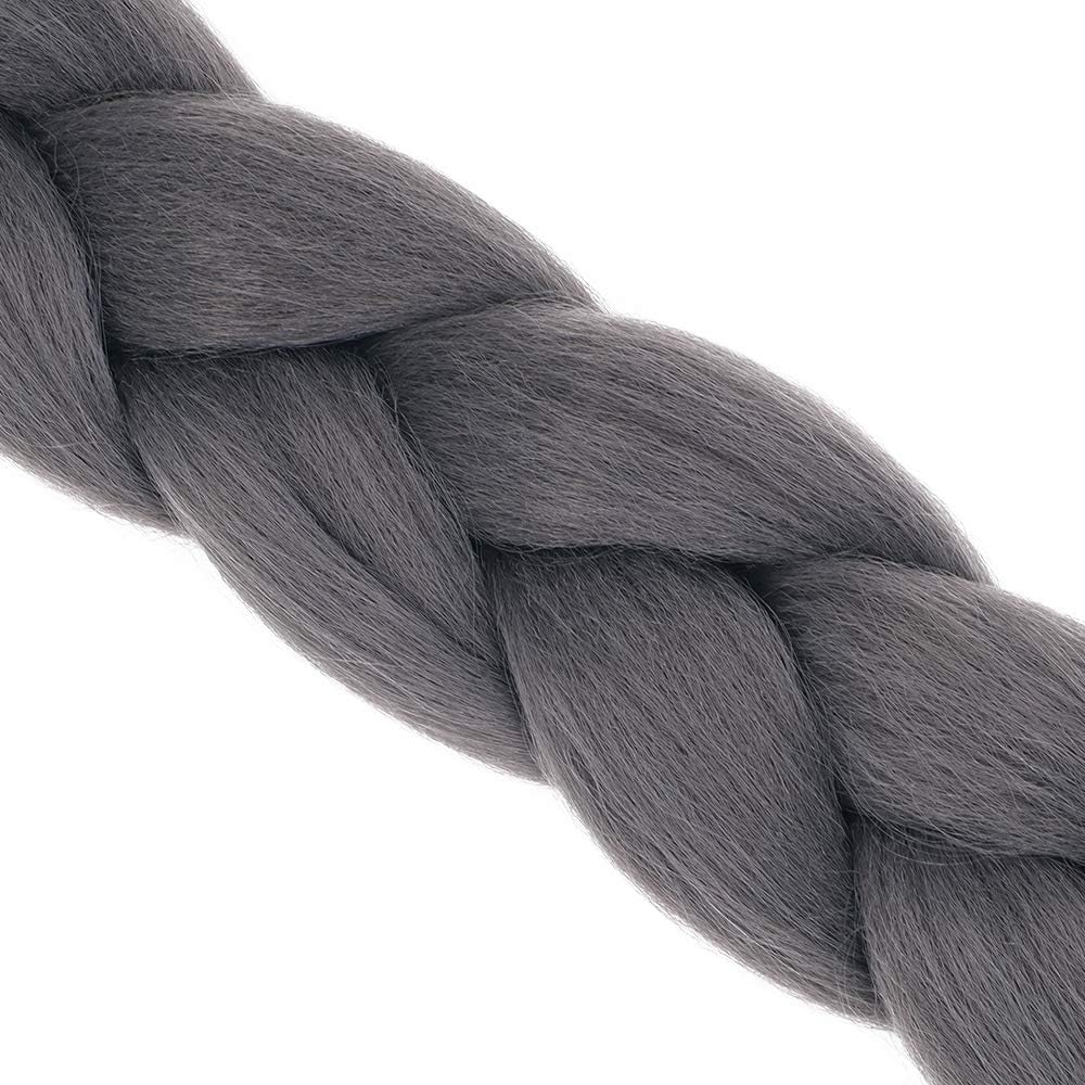 24" Braiding Hair Extension Jumbo Braids Synthetic Crochet Hair Afro Box Braid Heat Resistent (Dark Gray) - Image 5