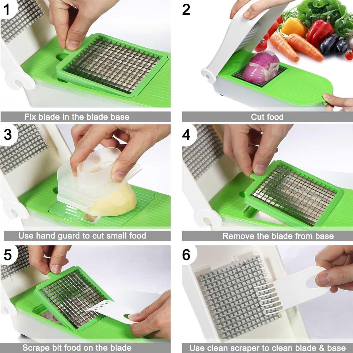 LHS Vegetable Chopper, Pro Onion Chopper Slicer Dicer Cutter - Cheese & Veggie Chopper - Food Chopper Dicer with 5 Blades: Kitchen & Dining