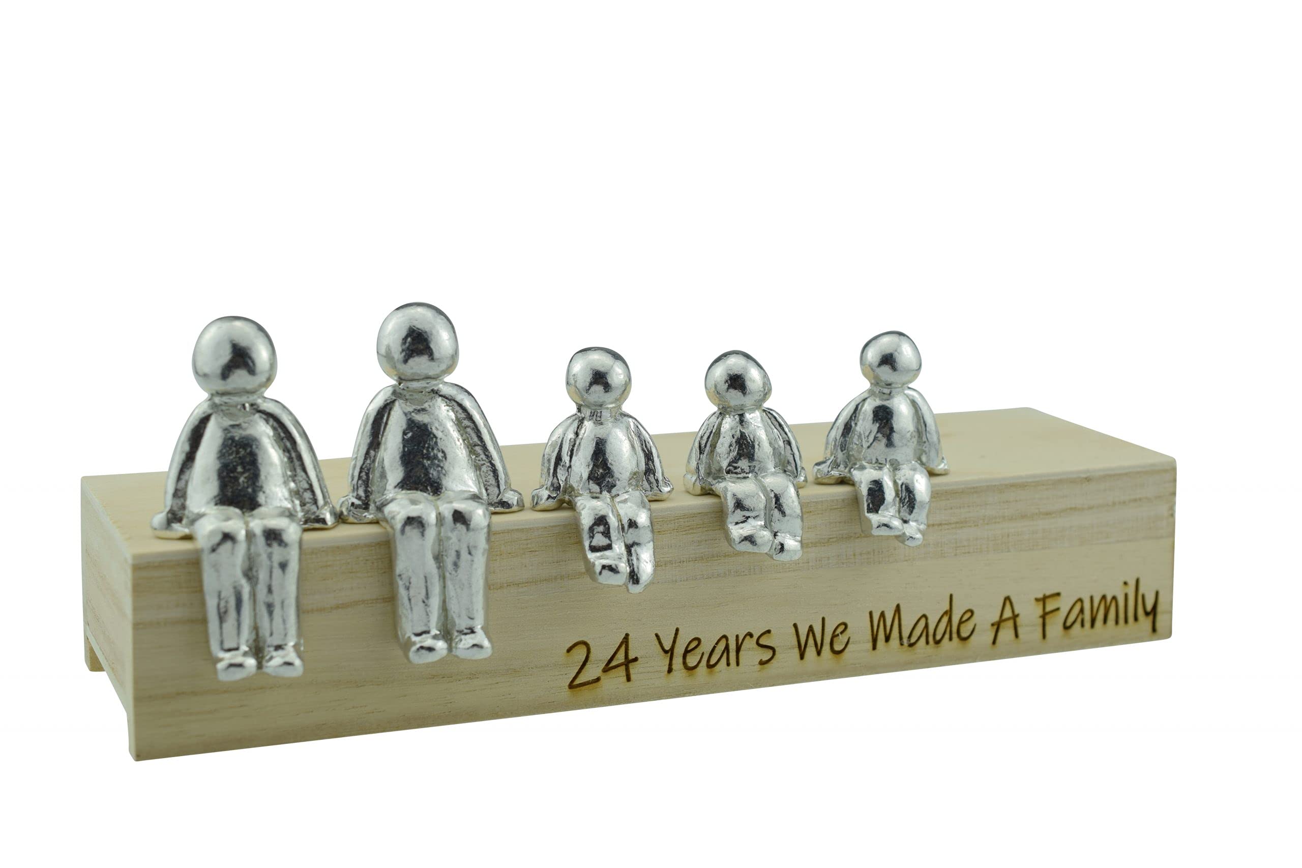 Pirantin 24th Anniversary Idea - 24 Years We Made A Family Metal Ornament - Choose Your Family Combination Box & Woodgrain May Vary(3 Children)