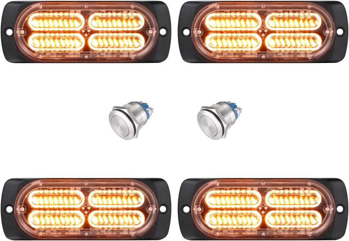 4Pack Safety Flashing 40LED Amber Emergency Strobe Lights