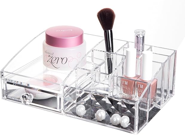Amazon 化粧品収納ボックス アクリルケース コスメボックス メイクケース 引き出し 化粧品入れ ジュエリーボックス 小物収納 卓上 アクセサリー 透明 クリア ユーラー メイクボックス 通販