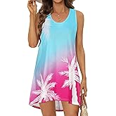 elescat Womens Swimsuit Cover Up Summer Sleeveless T Shirt Beach Dress Tank Bikini Coverups