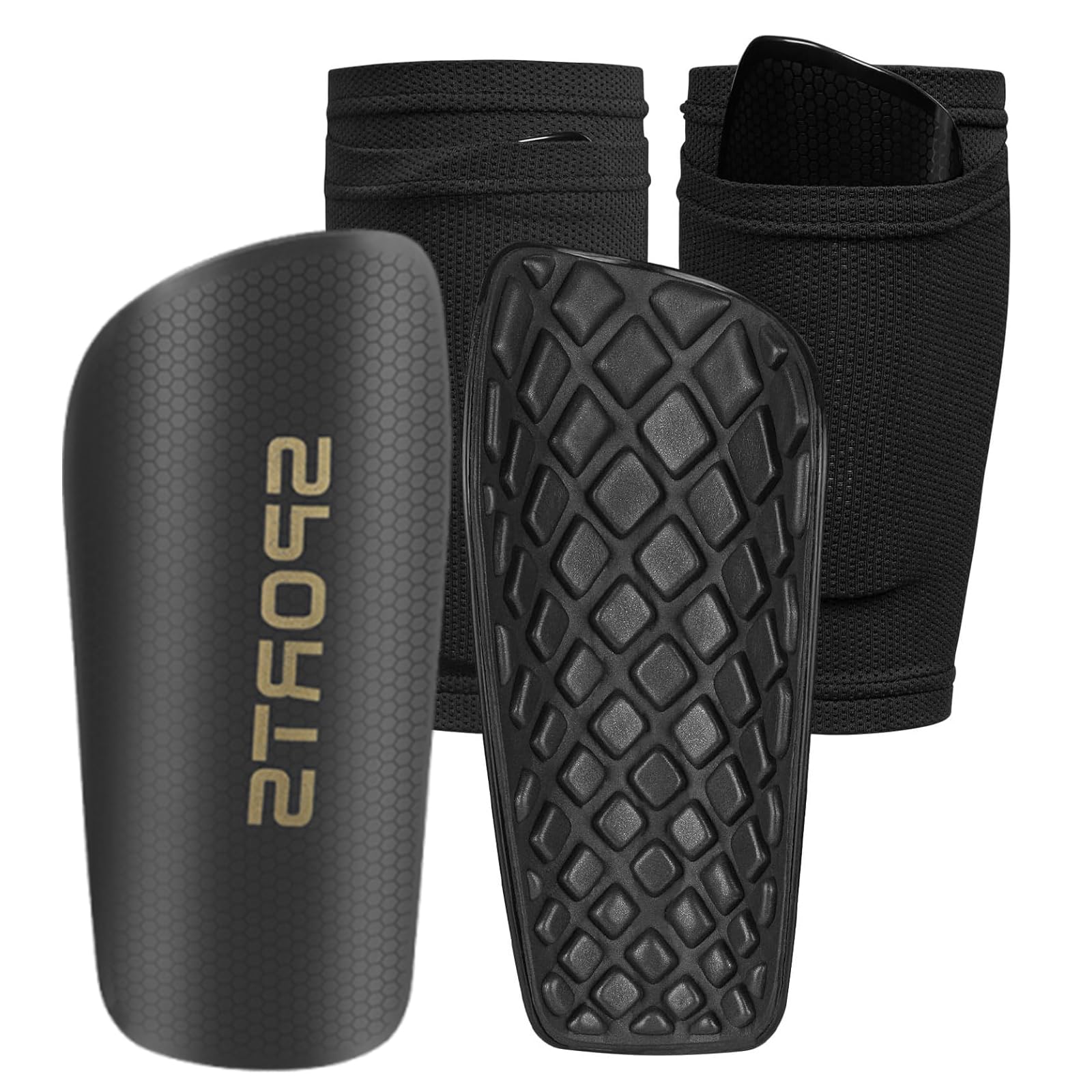 Protective Shin and Calf Pads with Non-Slip Sleeve - Football Defenders for Boys, Girls and Men