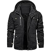 EKLENTSON Men's Winter Coat Fleece Lined Military Jacekt Thick Cotton Parka Jacket Warm Cargo Jacket Work Coat with Hood