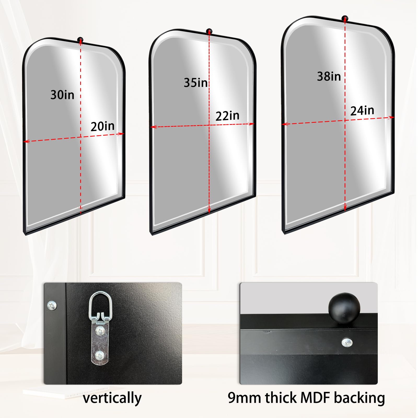 POZINO Beveled Bathroom Mirror, 20