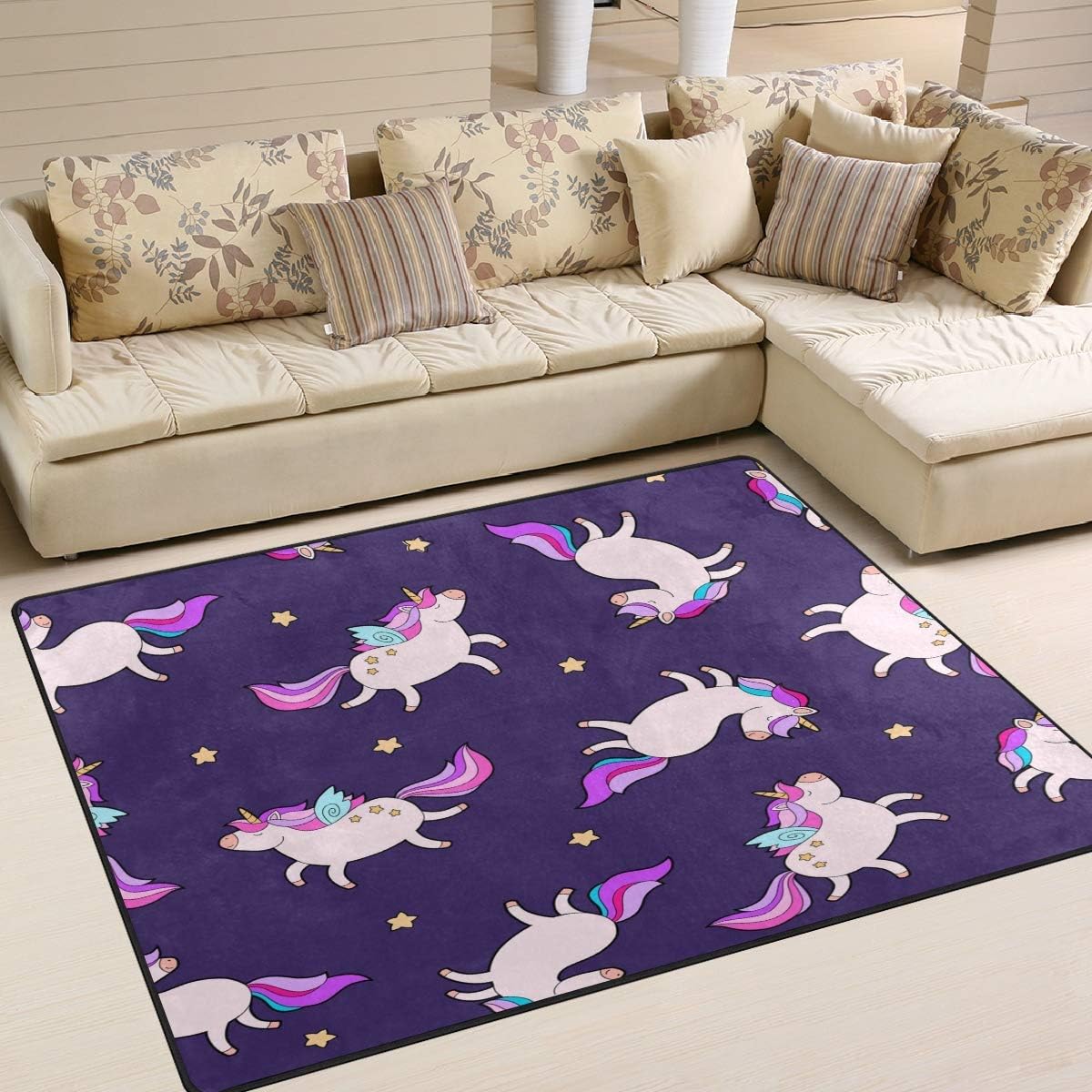 N/A Unicorn Area Rug, Cute Fat Unicorn Sleeping Night Rug Mats Living