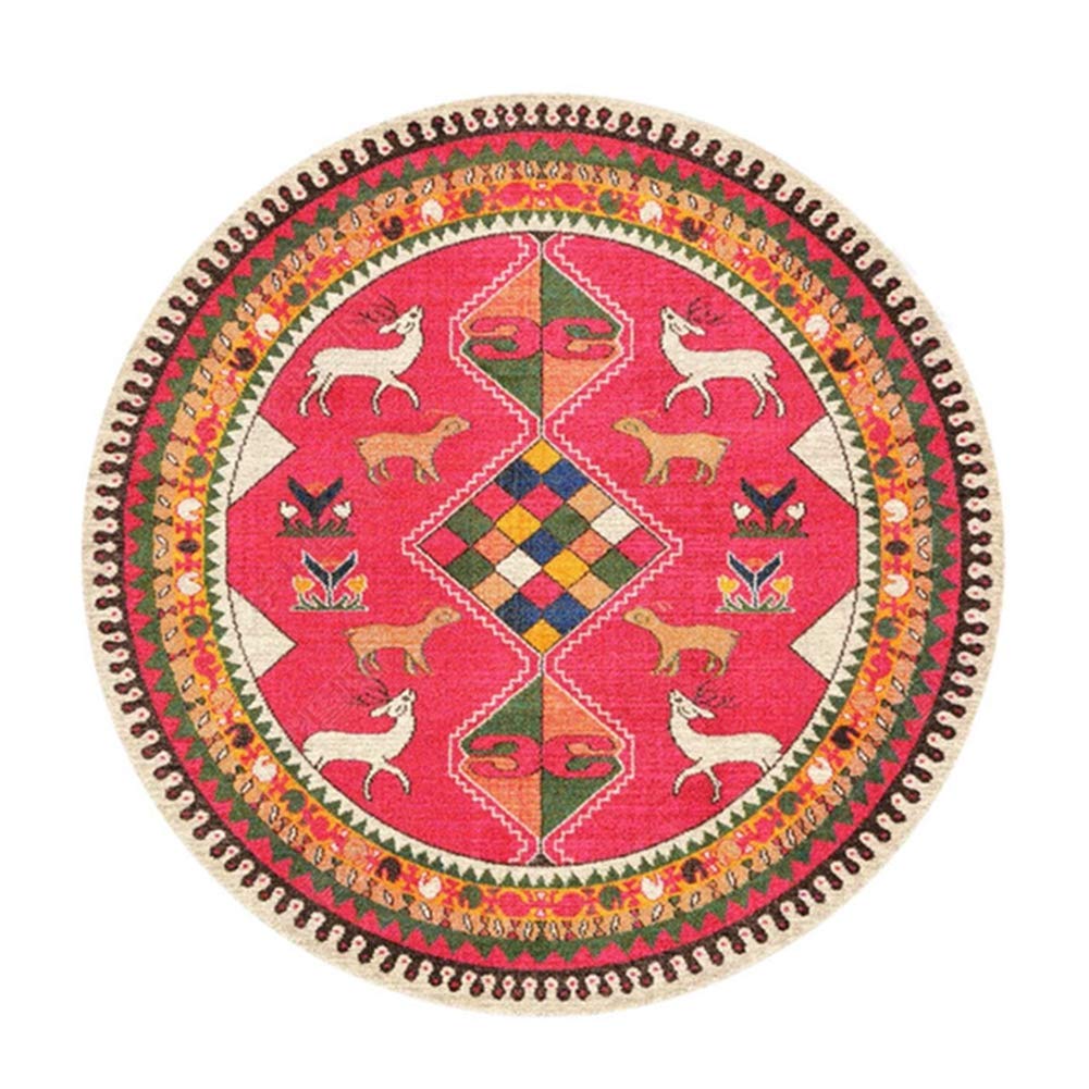 EmyTock Cotton Round Area Rug,Hand Woven European Mandala Non-slip Carpet, Living Room/Bedroom/Study/Coffee Table Carpets Floor Mats-Diameter 100cm
