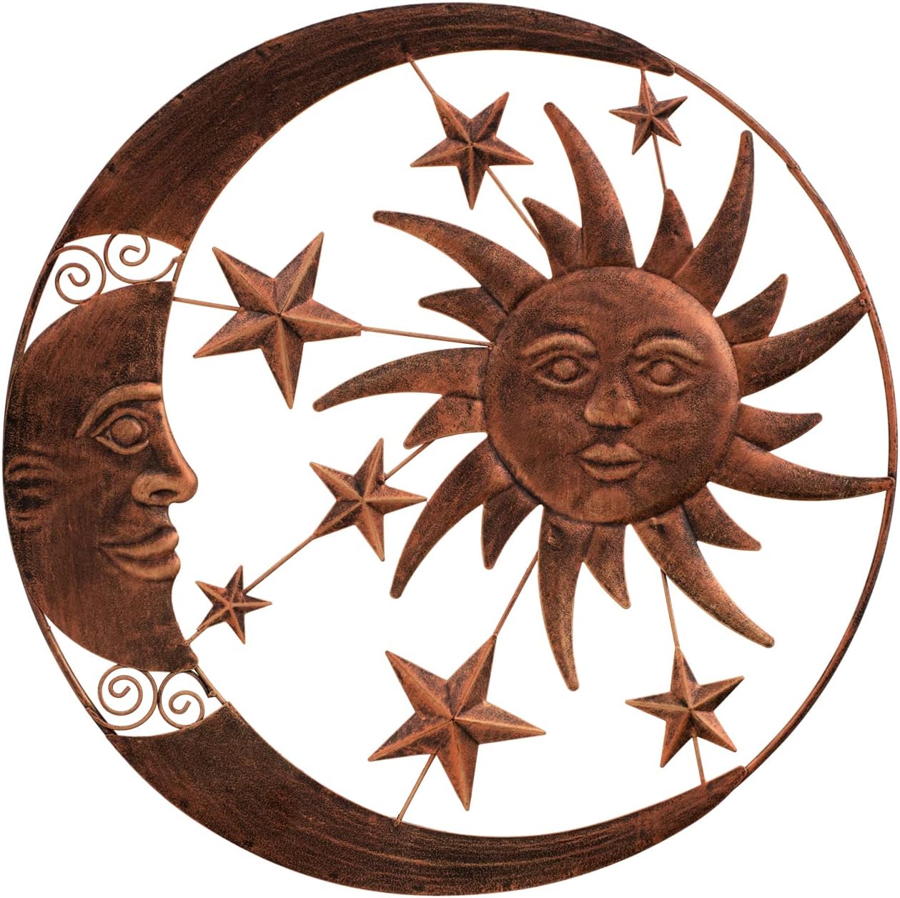 Plaques & Wall Art - CLUNG Metal Sun Face Wall Decor - Hanging for Living Room Farmhouse Bedroom Home Decorations Indoor or Outdoor Gift for Family Bronze 18.5 Inch