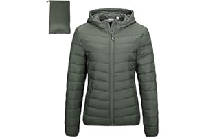 Outdoor Ventures Women's Packable Lightweight Full-Zip Puffer Jacket with Hood Quilted Winter Coat