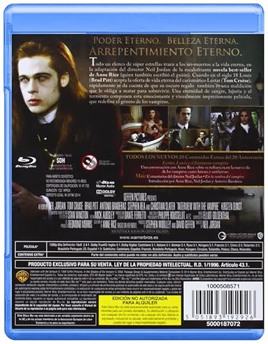 Entrevista Con El Vampiro Edicion 20 Aniversario Blu Ray Blu Ray Amazon Es Brad Pitt Tom Cruise Antonio Banderas Neil Jordan Brad Pitt Tom Cruise David Geffen Cine Y Series Tv