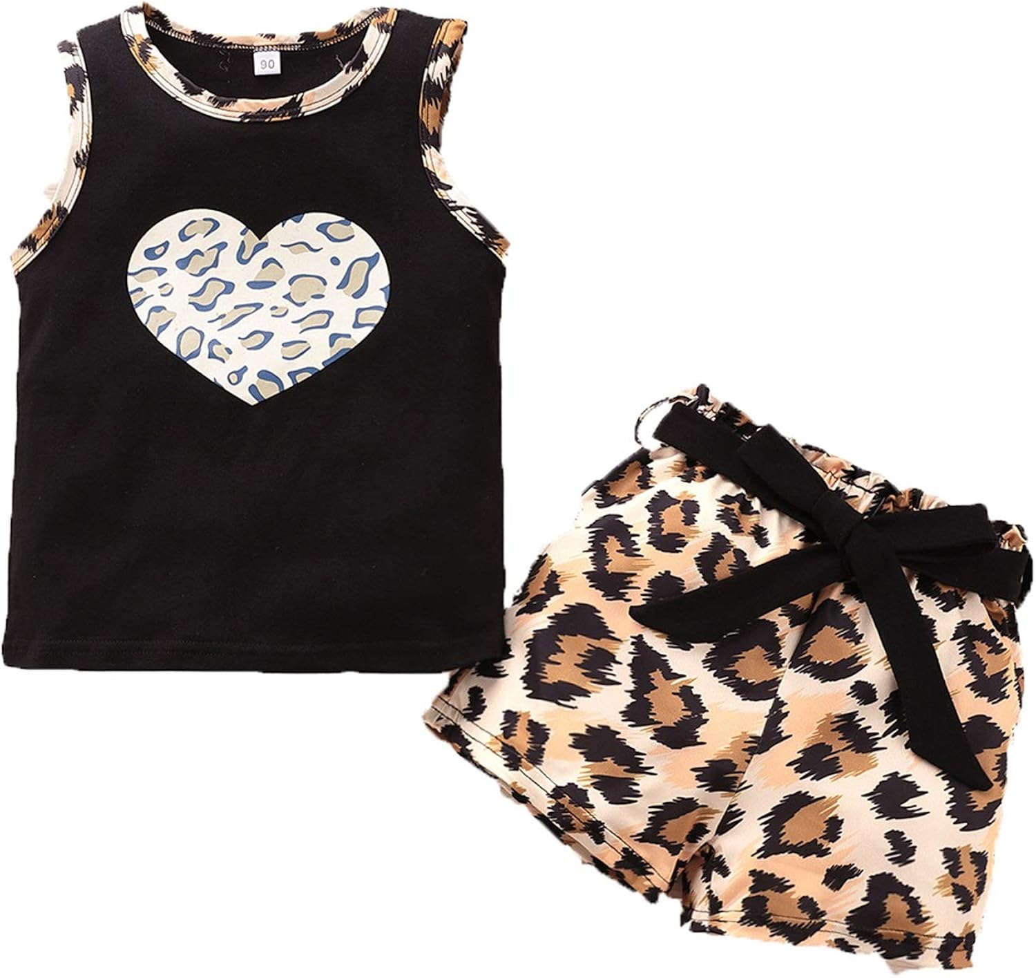 Gloomia Toddler Baby Girl Short Sets Heart Print Sleeveless