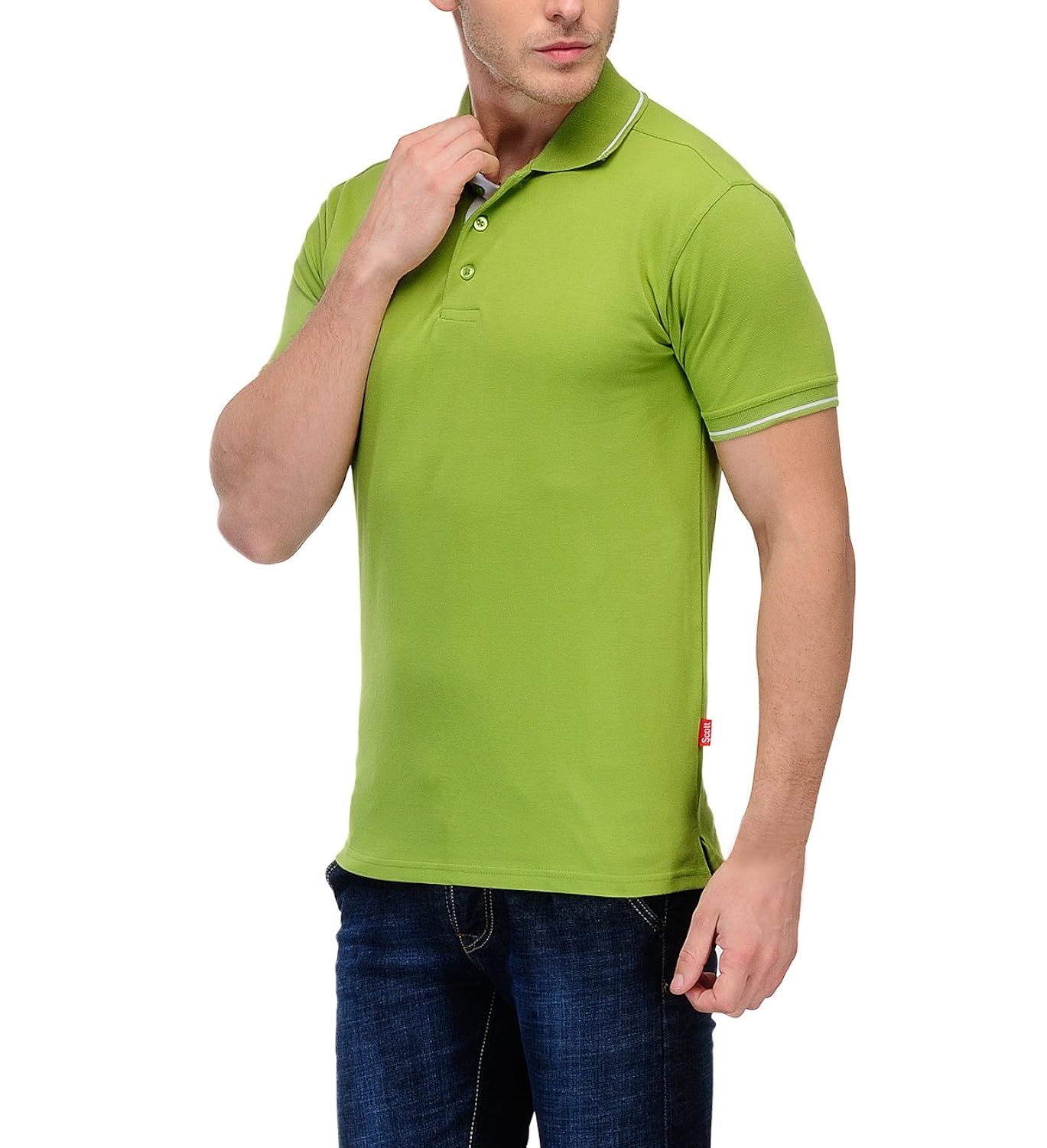 scott men's premium cotton polo t-shirt - apple green