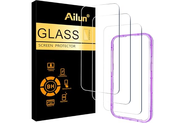 Ailun 3 Pack Screen Protector for iPhone 17 Pro Max [6.9 inch] with Installation Frame, Tempered Glass, Sensor Protection, Dynamic Island Compatible, Case Friendly