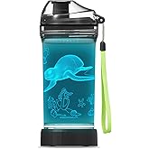 YuanDian Sea Turtle Gifts, Light Up Kids Water Bottle with Ocean Animal Pattern- 14 OZ BPA Free - Cool Drinking Cups Gift for School Boy Girl Child Ocean World Lovers