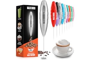 Milk Boss Matcha Whisk - Handheld Electric Stirrer - Matcha Frother Wand & Drink Mixer - Electric Whisk for Matcha Tea & Green Tea - Durable Stainless Steel Matcha Blender - Silver Comfortable Grip