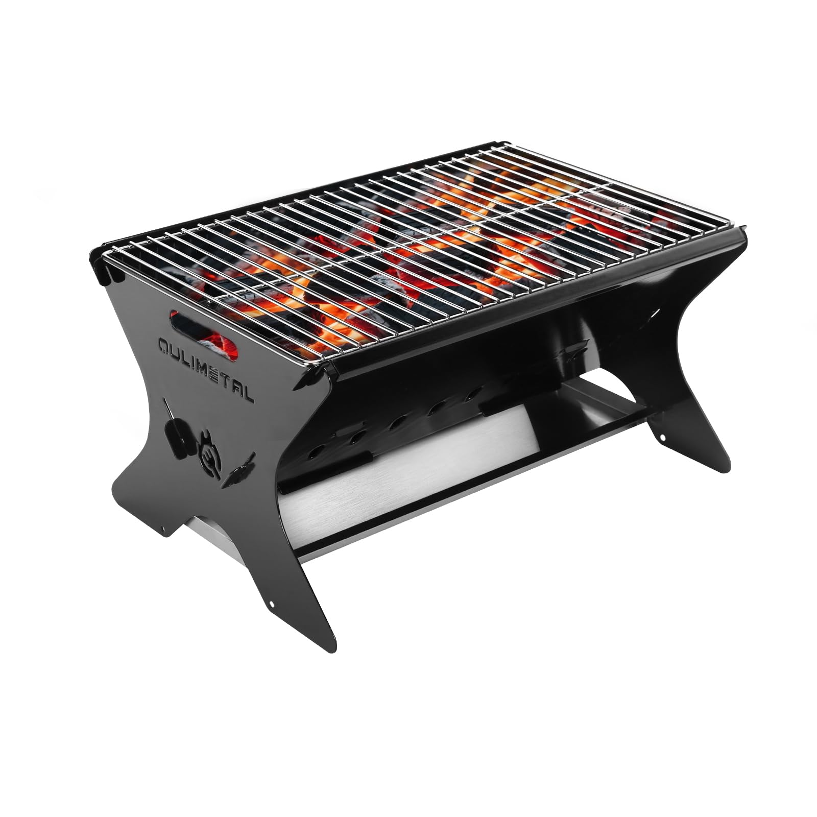 Photo 1 of **MISSING PIECES UNKNOWN**QuliMetal Upgraded 18 Inch Portable Charcoal Grill, Portable Fire Pit - Folding Campfire Grill, Heavy Duty Steel Cooking Grate with Storage Bag for Camping, Outdoor Cooking, Bonfire, Patio, Backyard