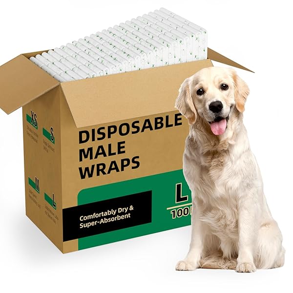 IMMCUTE DOG DIAPERS MALE LARGE 100 CT, DISPOSABLE...