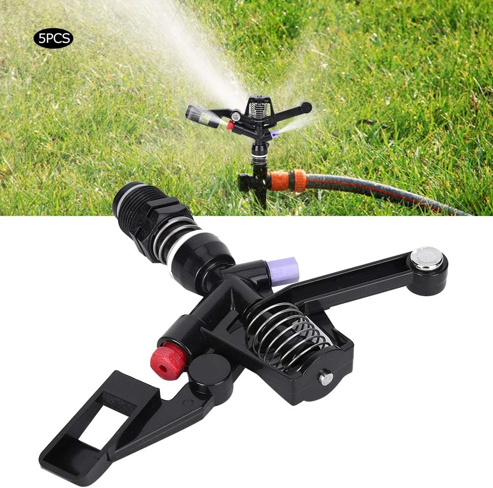 5PCS Garden Impulse Sprinkler Impact Sprinkler Head for Watering Irrigation 3/4in DN20 Male Thread, Black - Image 5