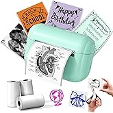 Memoking Mini Printer - Portable Sticker Printer Q02E, Pocket Thermal Inkless Sticker Maker Bluetooth Print Pod Small Receipt Printer for Study Note,Diagrams, Scrapbook, Journal, Gift, DIY