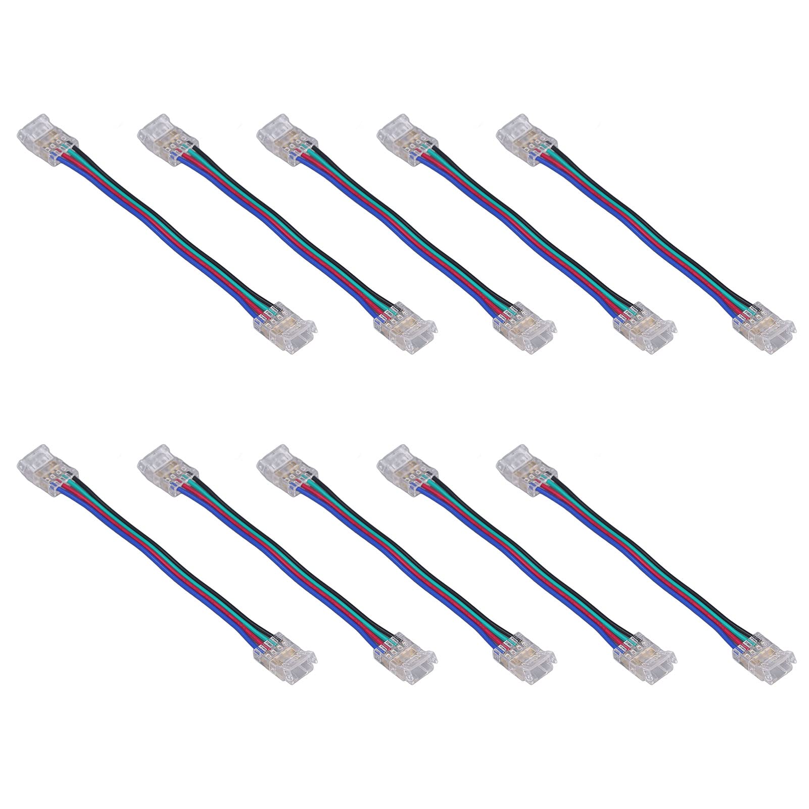 Photo 1 of 10 Pcs LED Light Strip Connectors 4-Pin 10mm Wide, Led Strip Connectors 4 pin Led Connectors for Kitchen Cabinet Bedroom DIY LED Strip Project Solderless Strip to Strip Jumper Extension Connector