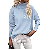 Zeagoo Women's Turtleneck Sweater 2026 Fall Winter Chunky Knitted Pullover High Low Hem Trendy Basic Jumper Top